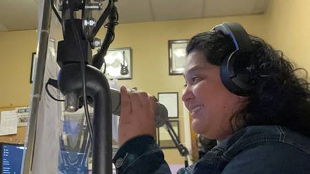 Lilian on the radio sized for Caregiver News