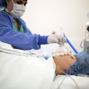 A patient is given anesthesia just prior to surgery. 