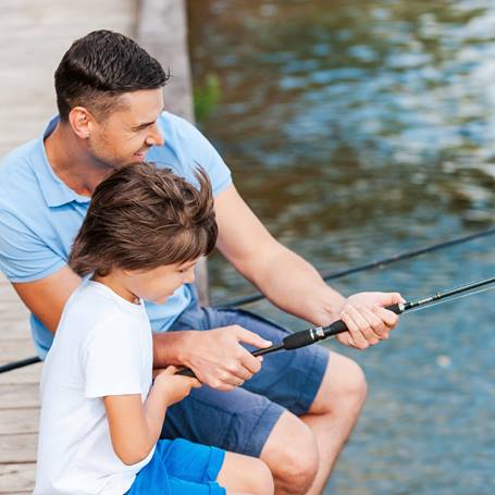 A father fishing with his son