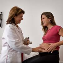 A pregnant woman is examined by her physician