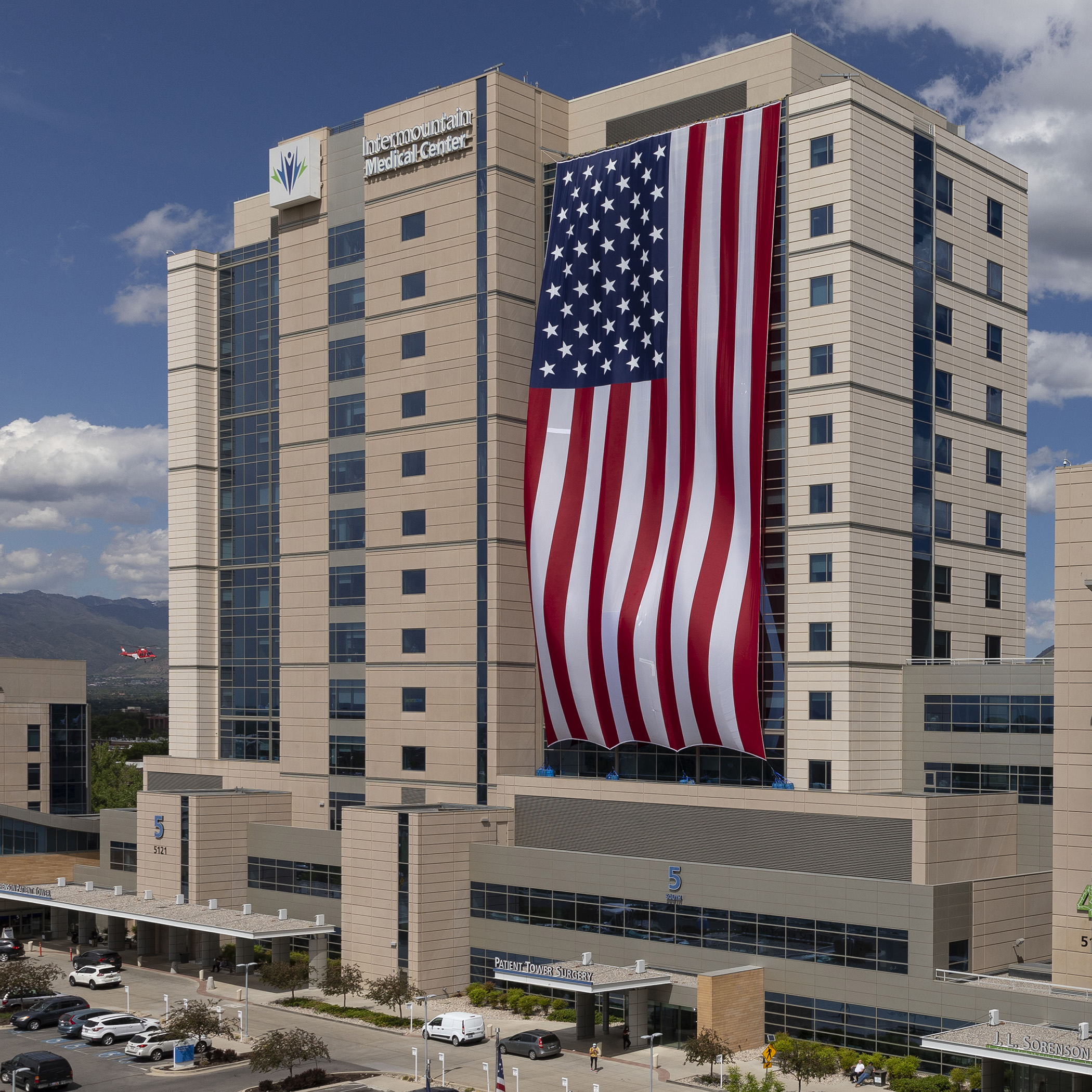 Giant American Flag At Intermountain Medical Center In Honor Of ...