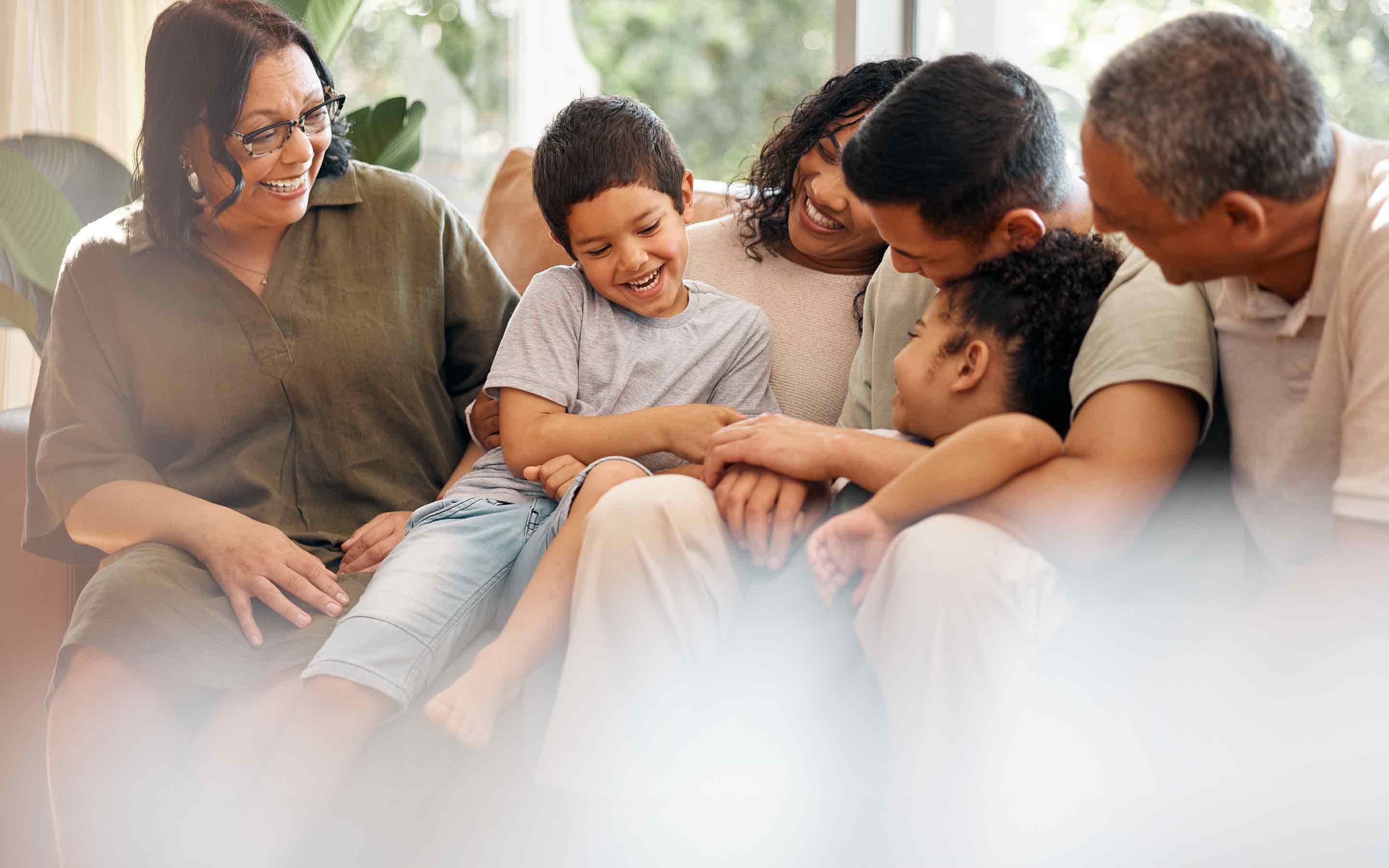 Happy family laughing together