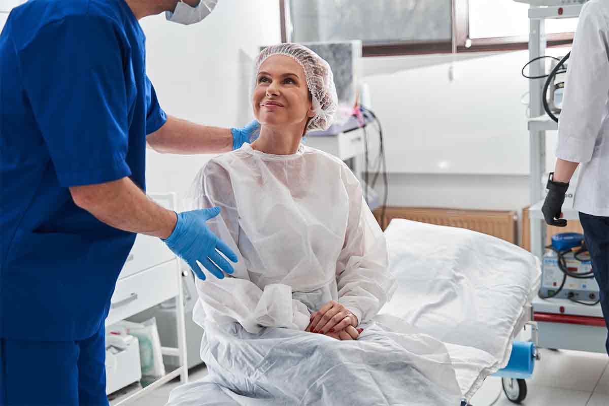 Female patient preparing for a surgical procedure