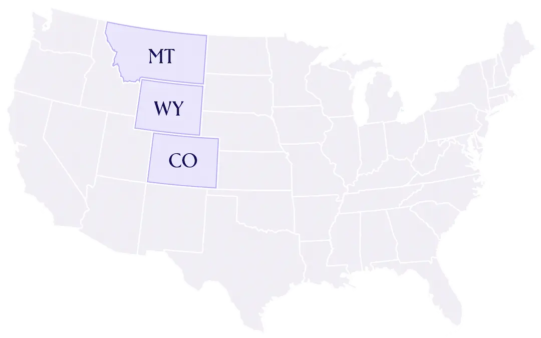 Colorado, Montana, and Wyoming